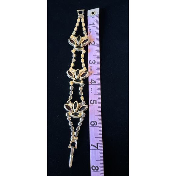 VTG Rhinestone Bracelet Red Clear Gray Stones Silver Tone 7” Timeless EUC - Picture 7 of 8